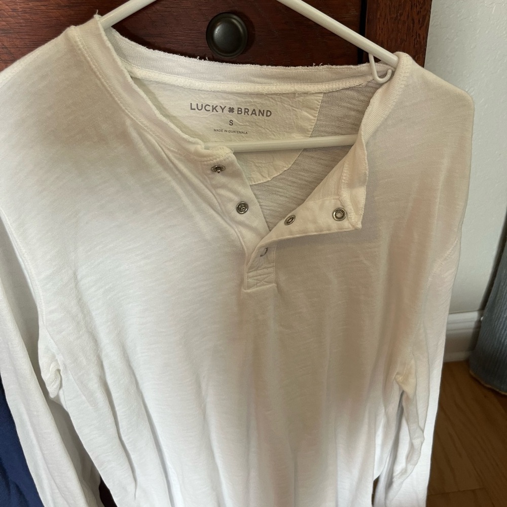 Lucky Brand Men's Cream Long Sleeve Henley
